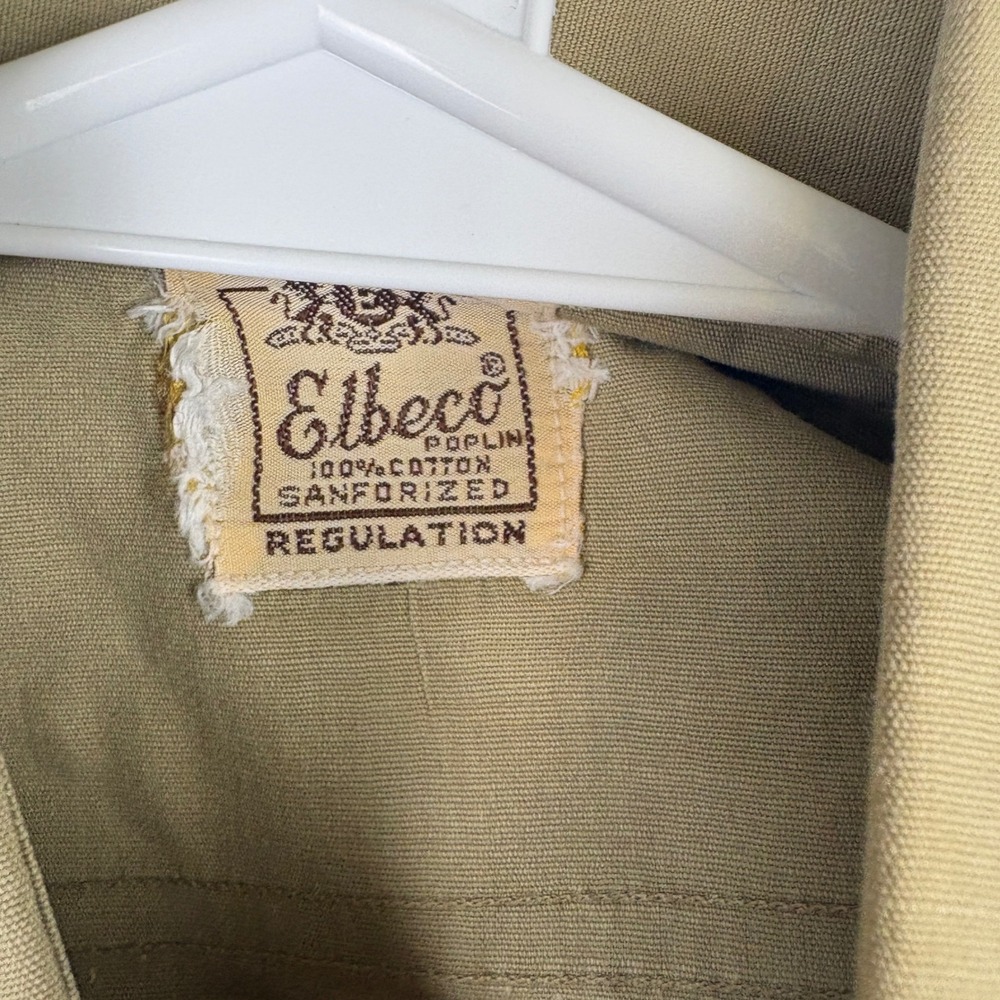 True Vintage Elbeco Poplin Shirt Mens Small Tan 50s Military Sanforized Khaki - Picture 5 of 7